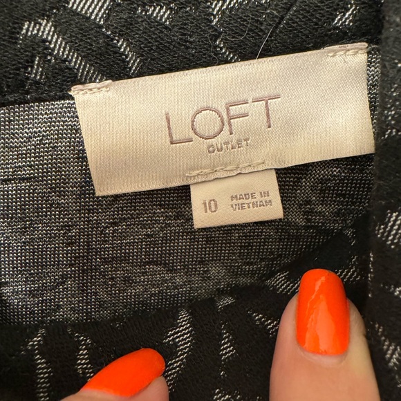 Black Long Sleeve Printed Ann Taylor Outlet Dress - Size 10 - Picture 3 of 3